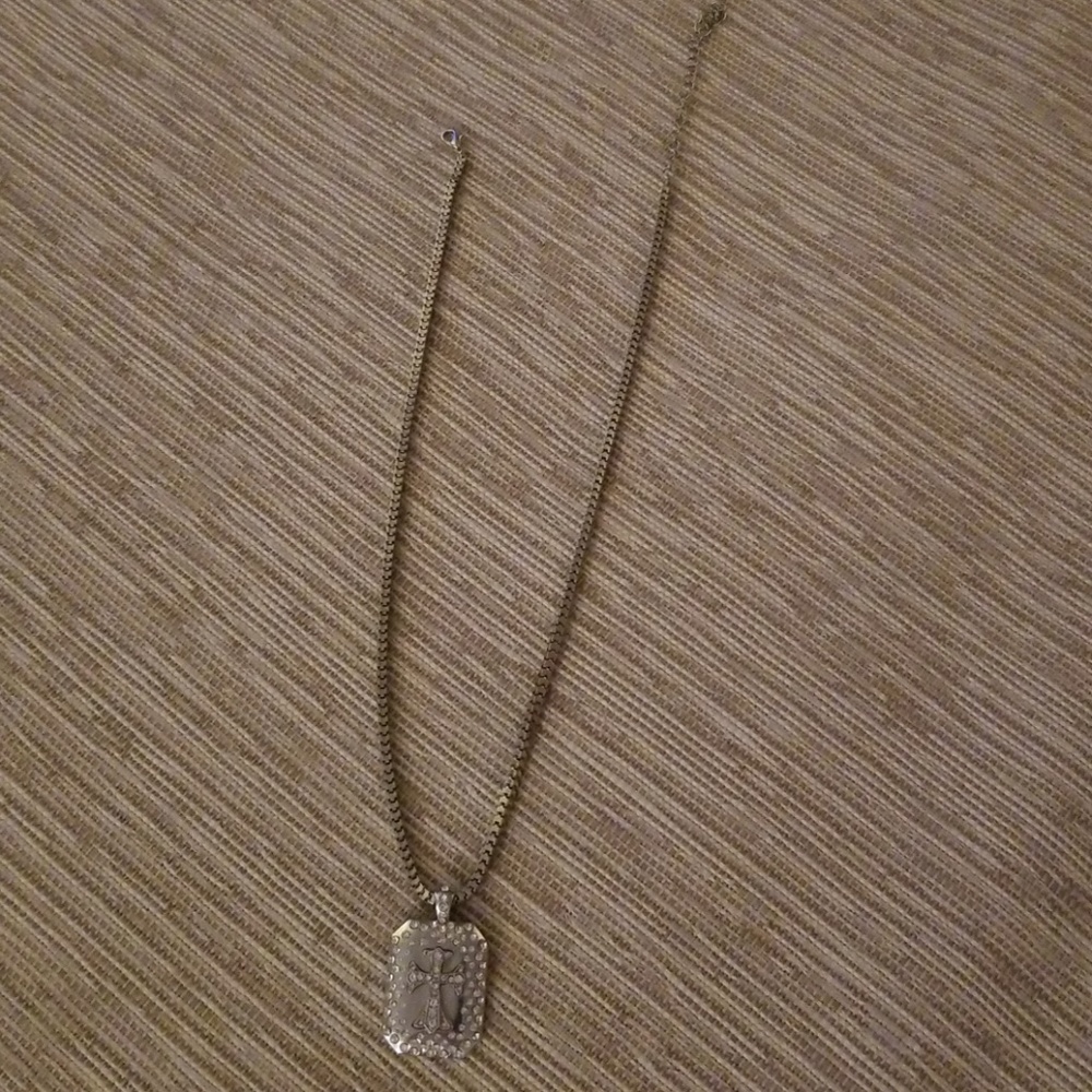 Necklace, Silver with Cross, Cubic Zirconia